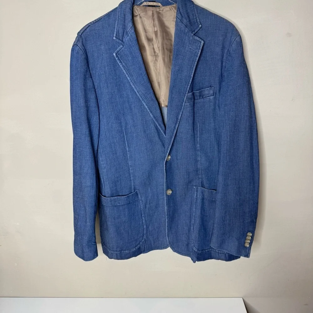Paul Frederick Sport Coat Mens 38R Blue denim Blazer Two-Button Regular Fit